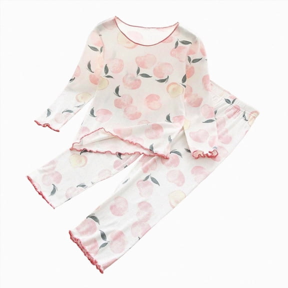 TOWED22 Toddler Boys Girls Sleepwear 2 Piece Pajamas Set Cotton Long Sleeve Crewneck Top and Pants Pjs Jammies Fall Winter 3 6 9 12 18 24 Months 2 3 4 5 6 7 8 9 Years(White,6-12 M)