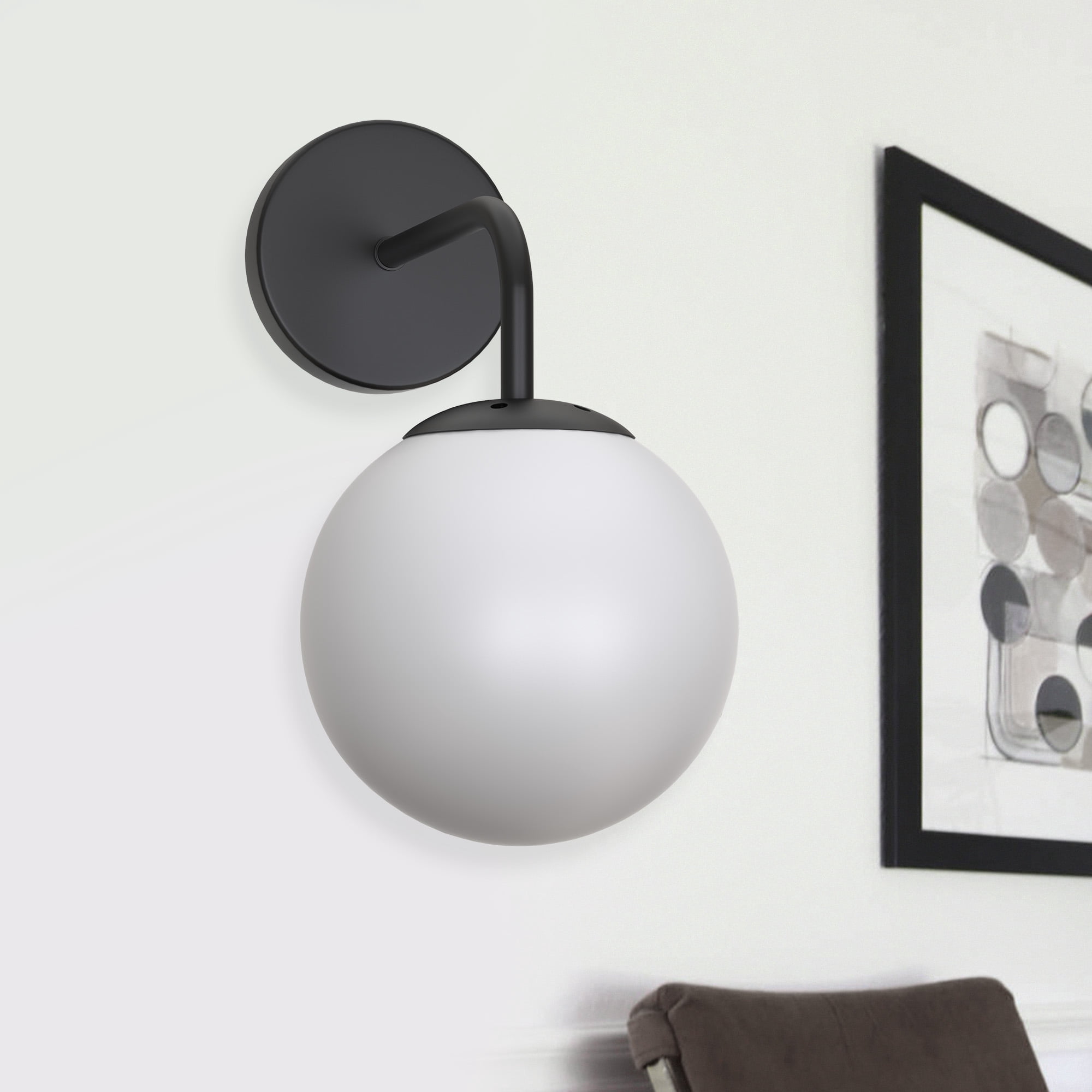 Briignite 1-Light Black Globe Modern Industrial Wall Sconce, Indoor for ...