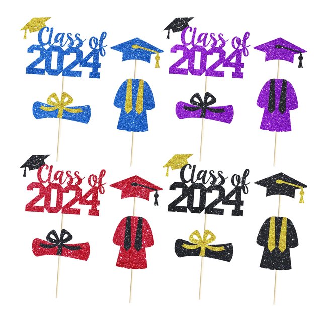 LCXmlly Cake Photo Props Eco Friendly 2024 Graduation Cake Toppers Sparkling Design for Party Decor