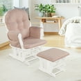 thumbnail image 3 of Patiojoy Rocking Chair Baby Nursery Chair Glider with Ottoman &Storage Pocket Pink, 3 of 10