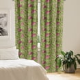 thumbnail image 2 of Ambesonne Vintage Window Curtains, Swirly Green Leaves Scroll, Each 28" W x 95" L, Apple Green Pink Brown, 2 of 4