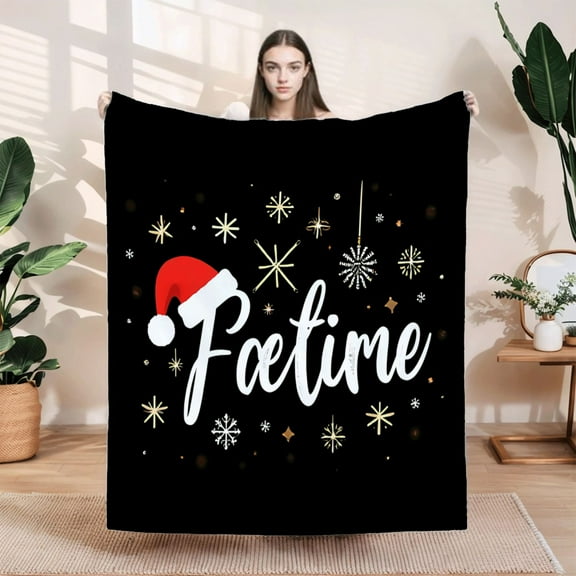 Cozy Flannel Blanket with Festive Christmas Design - Soft Warm Perfect for Sofa Travel Bed and Chair - Holiday Cheer