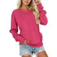 thumbnail image 3 of YUEHUA Womens V Neck Sweatshirt with Pocket No Hooded Long Sleeve Fleece Pullover Sweaters Fall Fashion Oversized Sweatshirt, 3 of 6