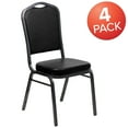 thumbnail image 3 of BizChair 4 Pack Crown Back Stacking Banquet Chair in Black Vinyl - Silver Vein Frame, 3 of 14