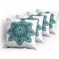 thumbnail image 5 of Ambesonne Teal Throw Pillow Cover 4 Pack, Eastern Chinese Mandala, 16", Teal, 5 of 7
