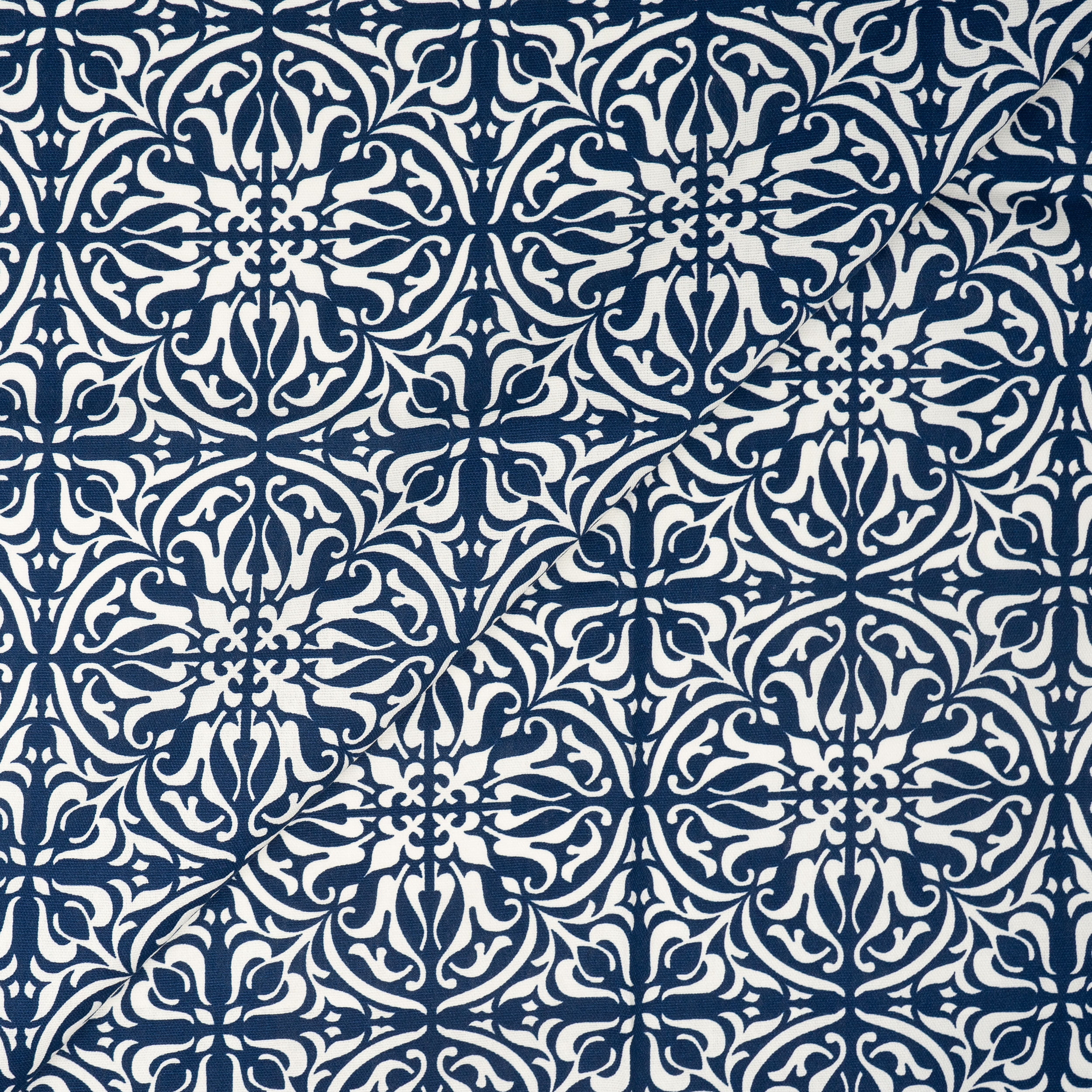 Waverly Inspirations 2 Yard Cut 100% Cotton Duck Print Fabric Tile Navy, 45" Wide for Quilting & Sewing