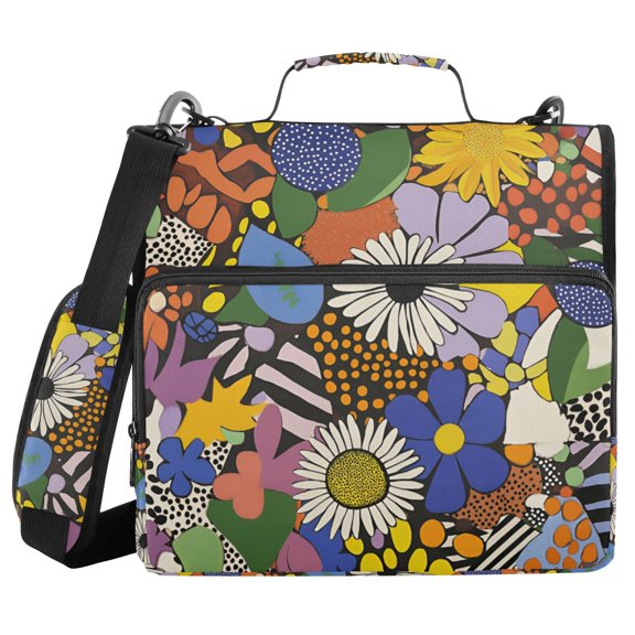 FORMRS Zipper Binder with Shoulder Strap 2-inch Ring 500 Sheet Capacity File Bag, Blue Floral