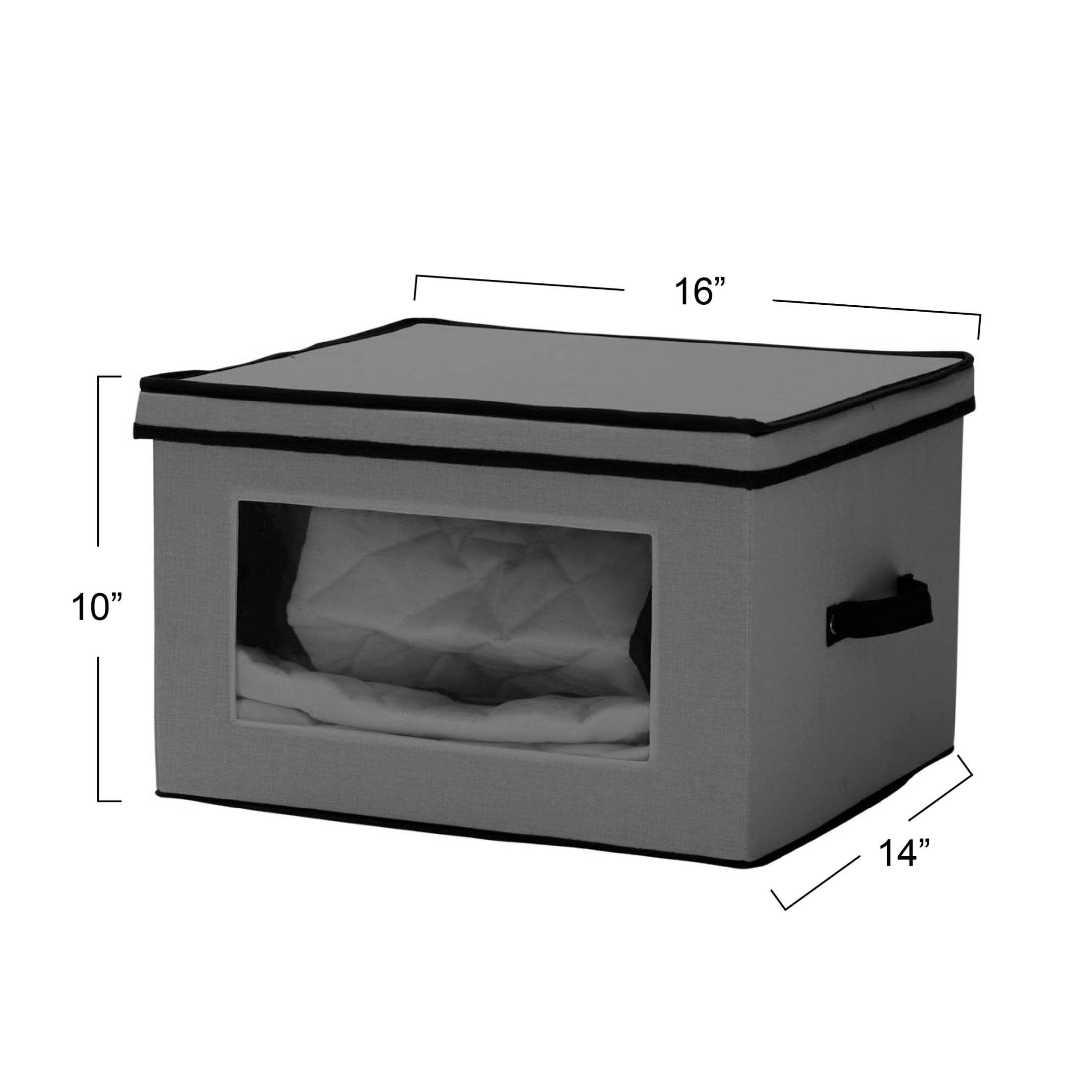 Household Essentials Large Serveware Storage Box, Polyester Canvas with Fiberboard Sides, 3 Protective Pouches, Foldable and Stackable, Fully Removable Lid, Gray