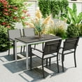 thumbnail image 2 of Outsunny Outdoor Dining Table for 4-6 with Aluminium Frame, Slatted Top, 2 of 10
