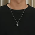 thumbnail image 4 of HIJONES Initial Letter Necklace for Men Women Stainless Steel A to Z Alphabet Monogram Pendant Necklace Silver S, 4 of 5