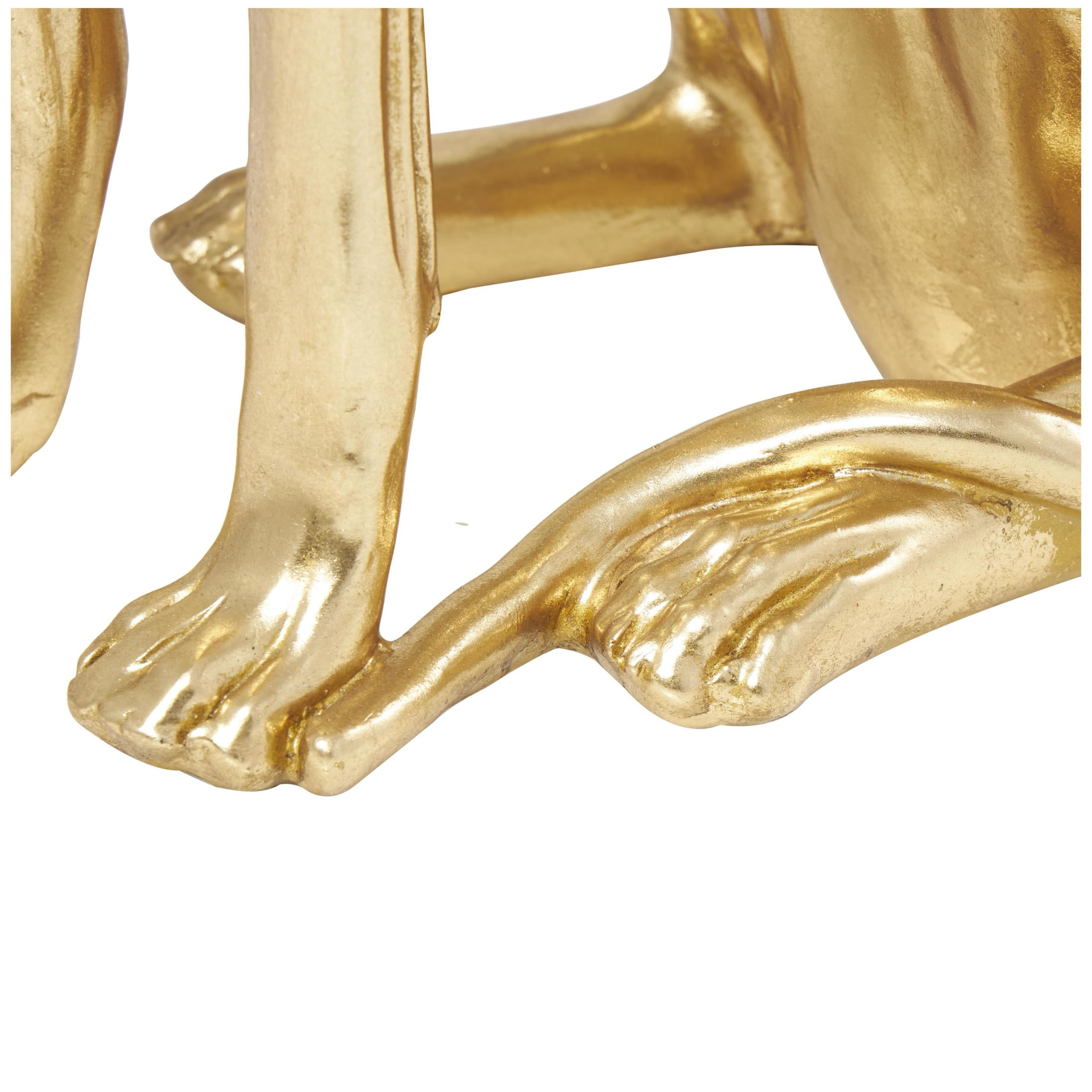 13" x 32" Gold Resin Sitting Greyhound Dog Sculpture, by DecMode
