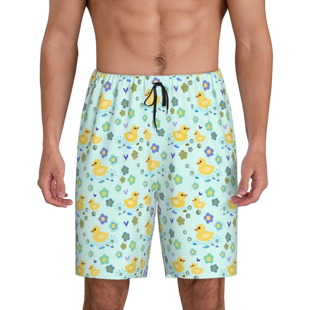 Fotbe Duck Cartoon Pantalones Cortos de Pijama para Hombre, Ropa de Dormir, Pantalones de Pijama Cortos para Hombre-Small