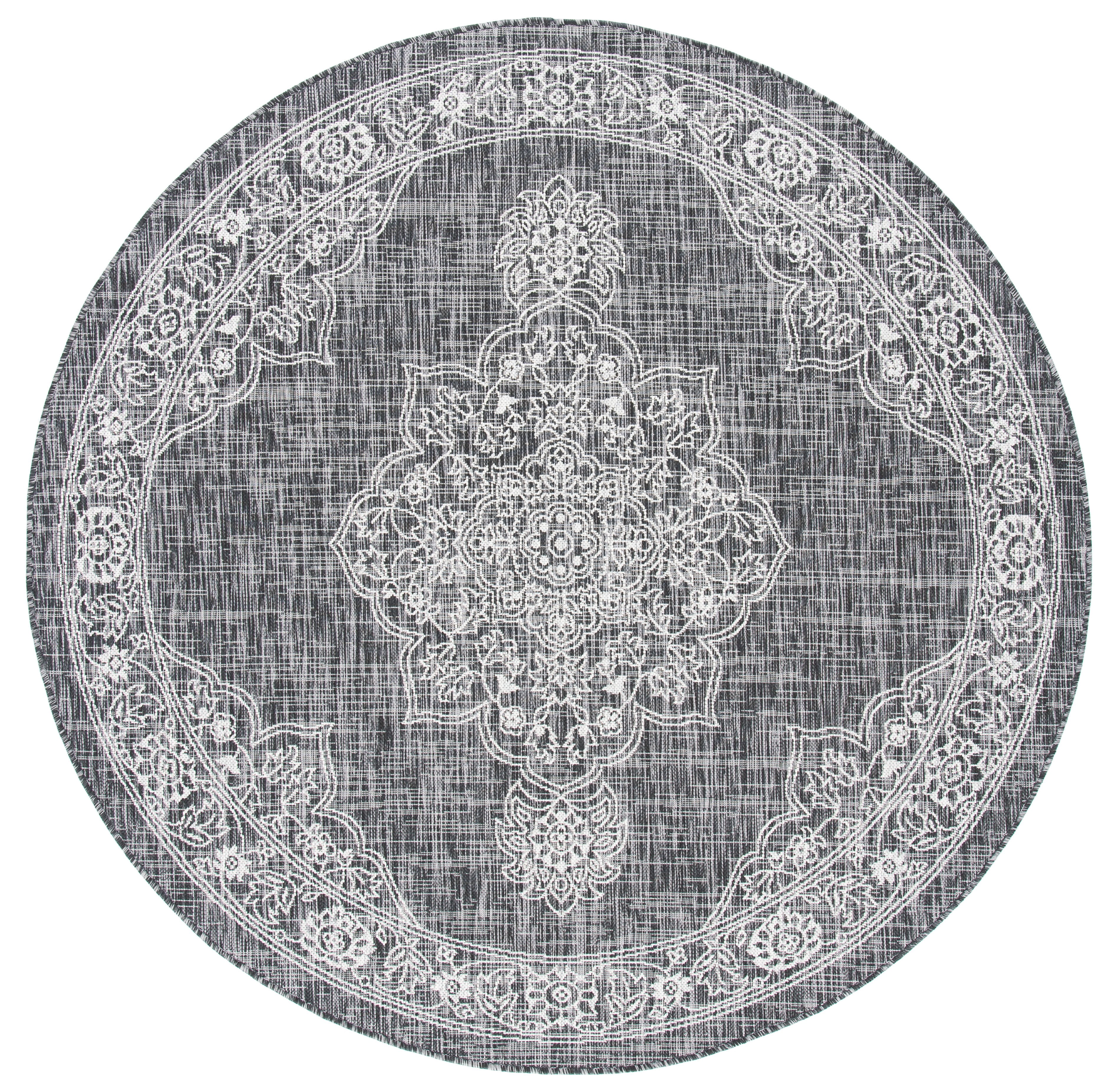 Safavieh Courtyard Lynna Medallion Indoor/Outdoor Area Rug, Black/Gray, 6'7" x 6'7" Round