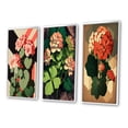 thumbnail image 3 of Designart "Retro Geranium Blooming in Red and Green I" Floral Framed Wall Art Set Of 3 - Red Traditional Frame Gallery Wall Set For Home Decor, 3 of 6