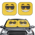 thumbnail image 2 of JUNZAN Smiling With Sunglasses Pattern Car Windshield Sun Shade | Reflective Sunshade | Foldable 2-Piece Sun Shield Protect Your Car | Fits Sedans, SUVs, Hatchbacks-Large, 2 of 6
