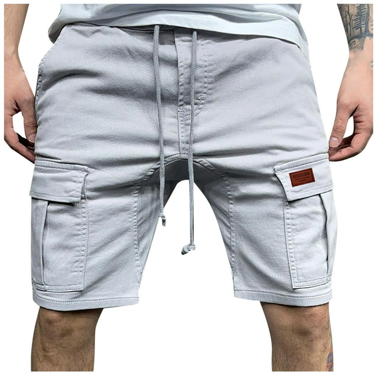 DDAPJ pyju Men's Classic Cargo Shorts,Casual Drawstring Fishing Hiking  Shorts with Multi Pockets