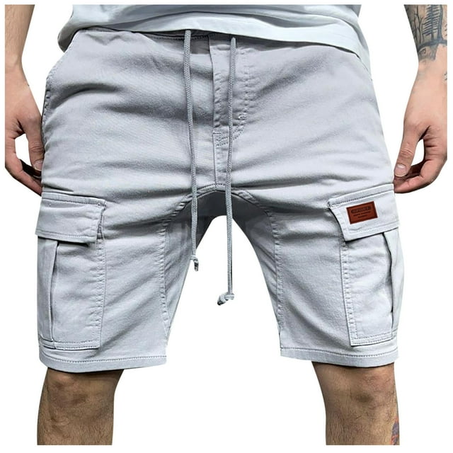 ameIAEA Mens Lightweight Cargo Shorts Drawstring Outdoor Hiking Work Shorts with Multi Pockets
