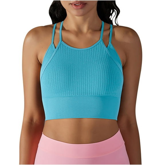 qolati Womens Crop Tank Tops Ribbed Hollow Out Strap Basic Workout Tops Sleeveless Fitness Sports Running Yoga Shirts Tops