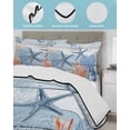 thumbnail image 4 of Quilts Twin Size Bedding Set, Navy Blue Coastal Lightweight Quilted Comforter, Starfish Coral Summer Nautical Wooden Soft Reversible Bedspread Coverlet with Pillow Covers for All Season, 68" x 86", 4 of 7