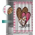 thumbnail image 3 of Valentine''s Day Shower Curtain for Bathroom 72" x 72", Retro Love Heart Pink Buffalo Plaid Shower Curtain with Hooks Polyester Waterproof Home Bathtub Decor, 3 of 6