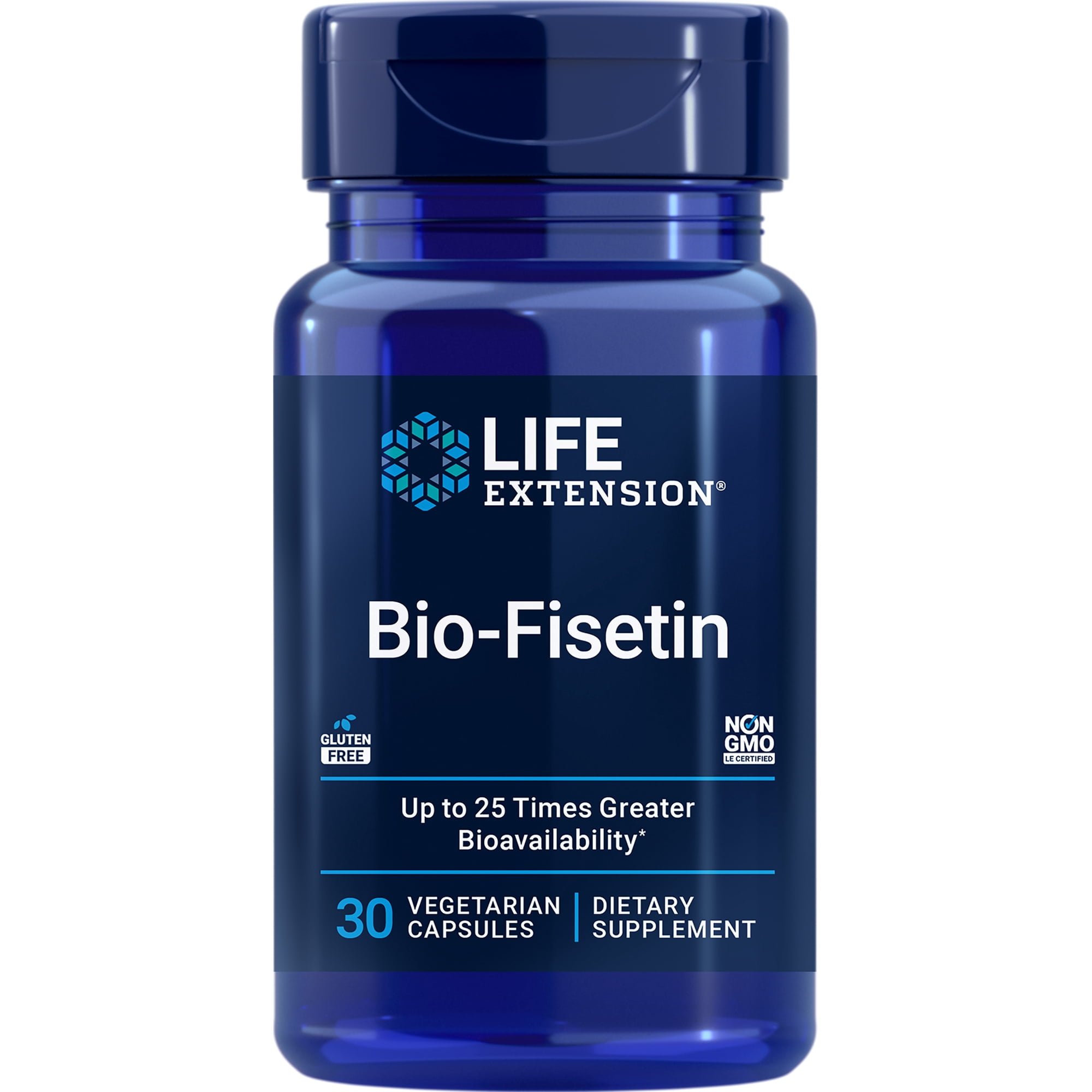 Life Extension Bio-Fisetin, fisetin, galactomannans from fenugreek seed, cellular health, cognitive health, longevity, Gluten-Free, Vegetarian, Non-GMO, 30 vegetarian capsules