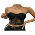 thumbnail image 1 of MesaSe Women Bustier Tube Tops See Through Embroidery Flower Off-Shoulder Tank Party Street Backless Crop Tops, 1 of 6