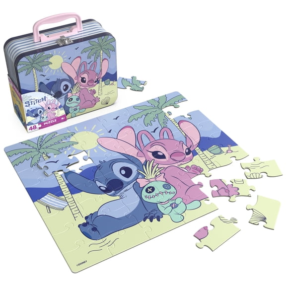 Spin Master Games, Disney's Stitch Puzzle in Storage Tin, 48 Pieces, for Ages 3 and up
