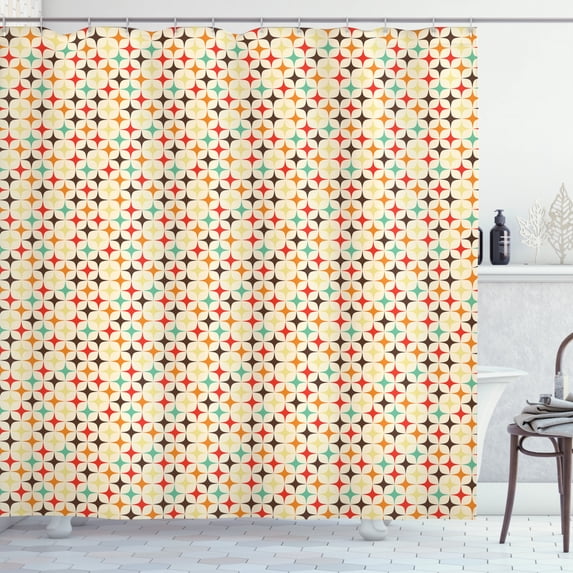 Ambesonne Yellow and Brown Shower Curtain, Geometric Stars, 69"Wx70"L, Orange Champagne