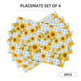 thumbnail image 2 of Placemats Set Of 4 / 6, Blue White Plaid Sunflower Placemats For Dining Table Indoor/Outdoors Heat Resistant Washable Placemats 18" X 12", 2 of 8