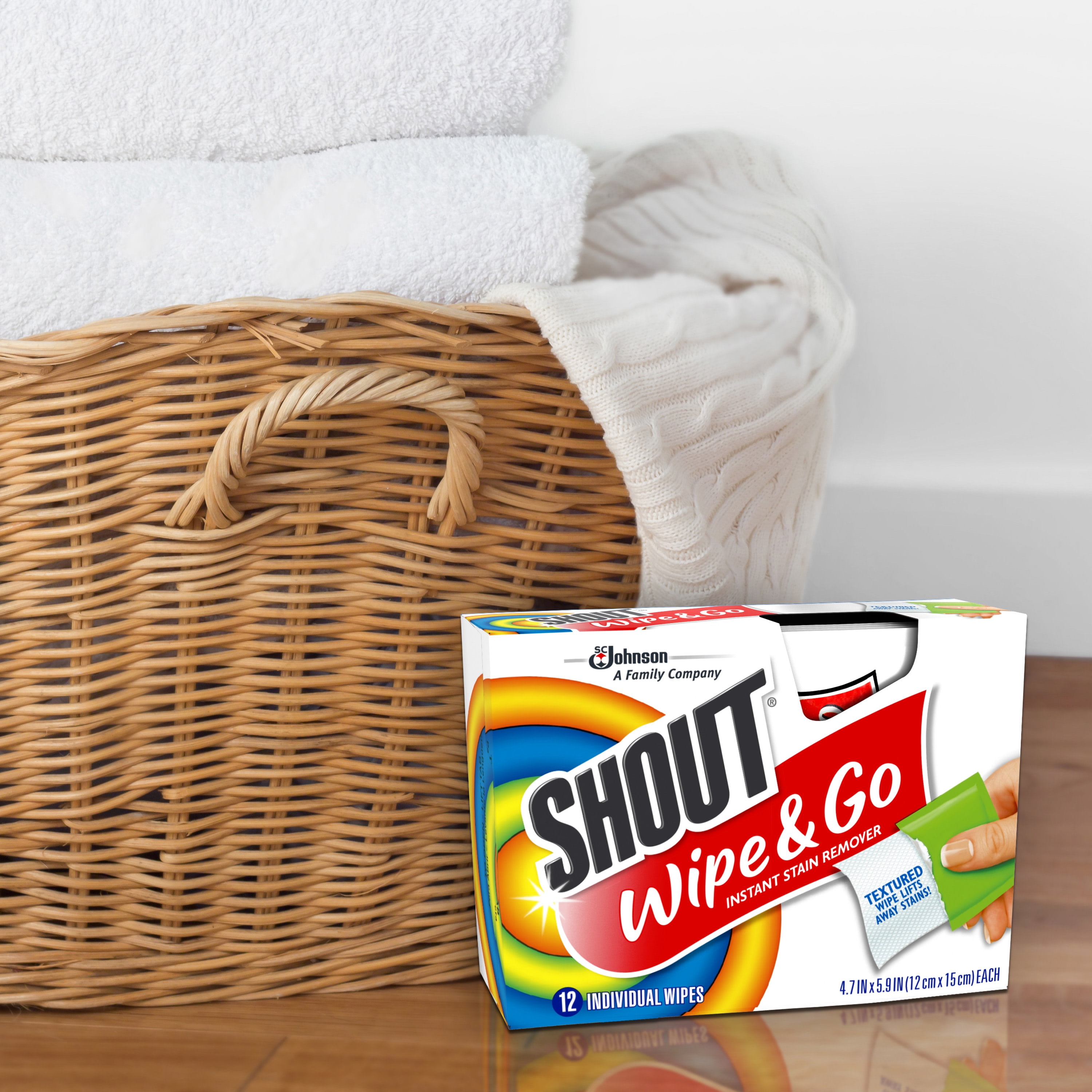 Shout Wipes - Portable Stain Treater Towelettes - Pack of (24) Wipes