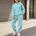 thumbnail image 2 of newwalpole Toddler Kids Tracksuit Boys Girls 2 Piece Sweatsuit Jogging Outfits Jogger Sweatpants Hooded Sweatshirt Fashion Clothing Sets Light Blue for Size 13-14 Years, 2 of 6