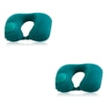 thumbnail image 2 of Cateissary Air Flight Inflable en forma de U Almohada Oficina Avión Almuerzo Descanso Cuello Soporte Flocado Cojín Accesorio para exteriores Verde oscuro flocado 2piezas, 2 of 6