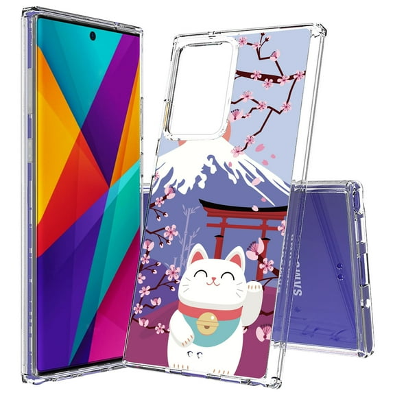 Beyond Cell compatible with Galaxy Note20 Ultra (2020)Case, Transparent Clear Shock Absorption Cushion Bumper Corner Soft TPU   PC Cover Lucky Cat Mount Fuji
