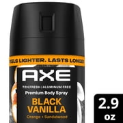 AXE Fine Fragrance Collection Body Spray 72 Hour Freshness Black Vanilla Aluminum Free, 2.9 oz