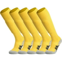 APTESOL Knee High Soccer Socks Team Sport Cushion Socks for Boys Girls Men Women [5-Pair Yellow,S]