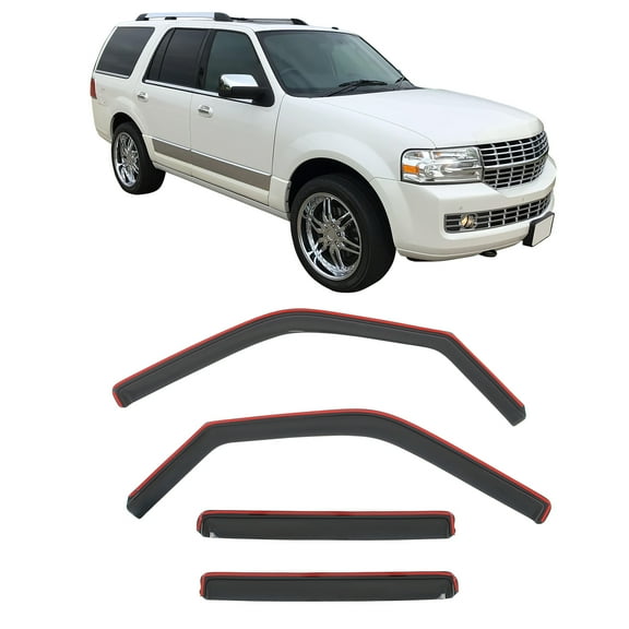 Ikon Motorsports In-Channel Window Visors for 1997-2017 Ford Expedition 1998-2017 Lincoln Navigator, Acrylic Smoke Guard Rain Deflector 4PCS