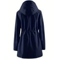thumbnail image 4 of Women's Waterproof Windbreaker Trench Coat, Adjustable Waist Raincoat, Hooded Rain Jacket, Long Sleeve Outdoor Jacket, Hiking Raincoat, Packable Rain Jacket, Windproof Rainwear Navy M, 4 of 5