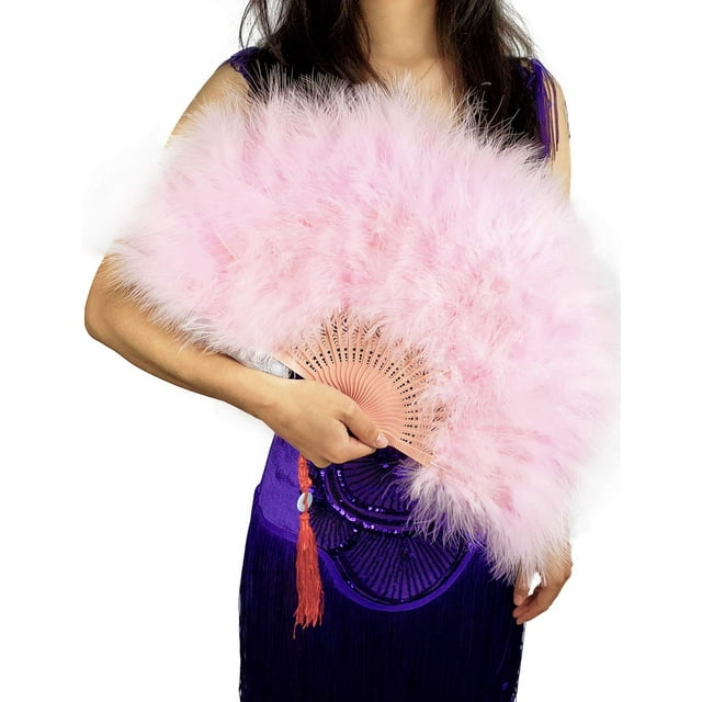 Abanico portátil HAPPY FEATHER, marabú, estilo vintage