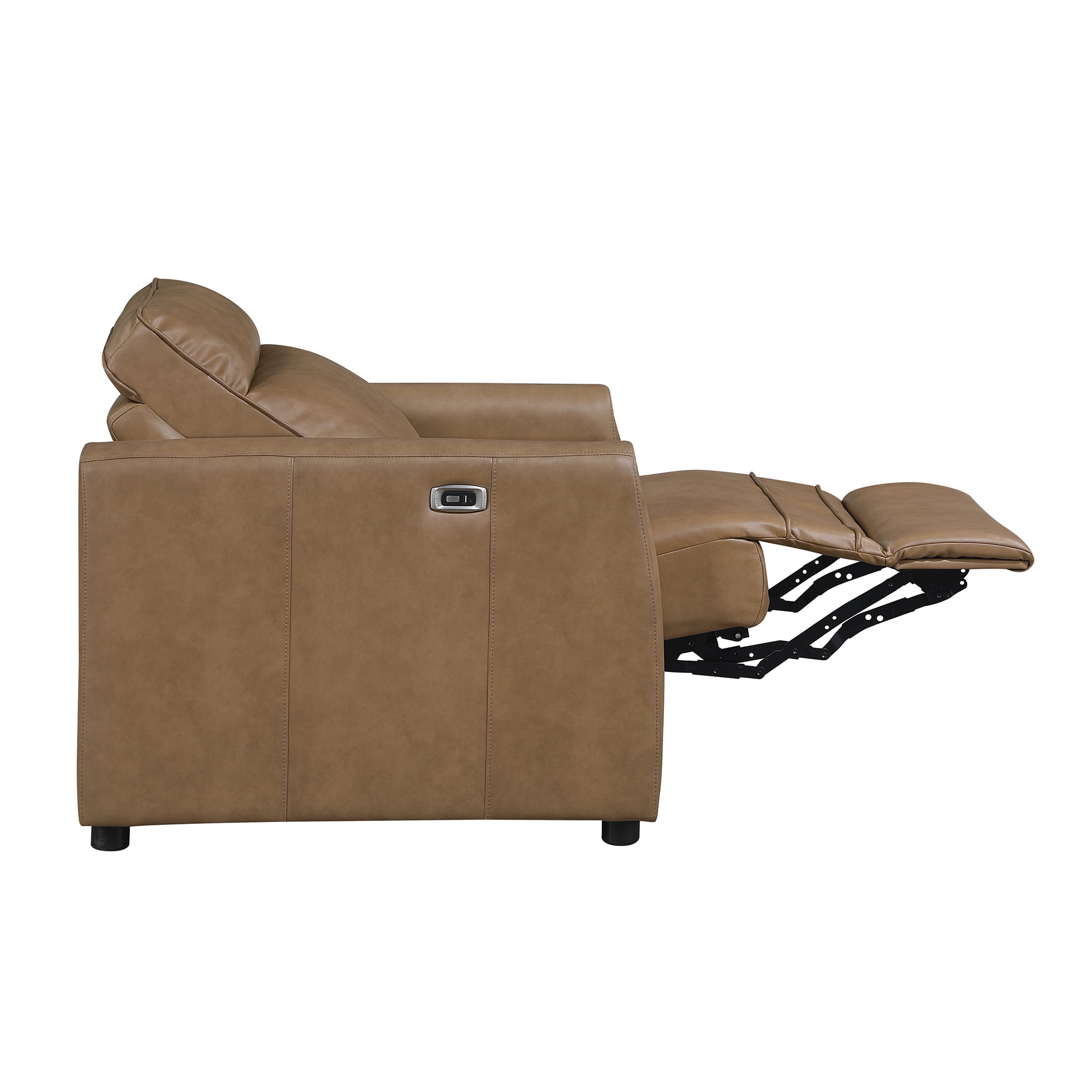 OakvillePark Ardena Faux Leather Power Reclining Chair with Rounded Track Arms, Zero Wall Recliner, Brown