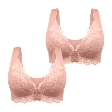 HAPIMO 2pc Everyday Bras for Women Stretch Underwear Comfort Daily Brassiere Soft Plus Size Lingerie Gathered Wireless Lace Push Up Camisole Rollbacks Yellow XXL