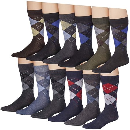 James Fiallo Mens 12-Pairs Funny Funky Crazy Novelty Colorful Patterned Dress Socks M7003A-12