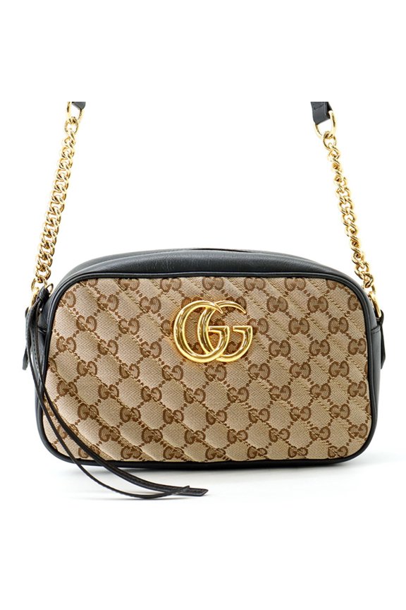 Pre-Owned Gucci GG Marmont Shoulder Bag, Canvas Leather, 447632, GUCCI Black, Handbag, Women's