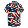 thumbnail image 2 of Men's Independence Day Shirts 4Th Of July Flag Printed Lapel Collar Tees Loose Casual Short Sleeved Tops Navy M, 2 of 5