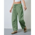 thumbnail image 2 of Lentta Women's Barrel Leg Sweatpant Drawstring Elastic Waisted Wide Leg Pants Casual Cotton Palazzo Trousers with Pockets, 2 of 7