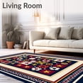 thumbnail image 2 of ODIKA 5'x7' Machine Washable Non-Slip Area Rug, Heritage Stars and Soccer Patchwork High Traffic Rug, Blue, 673162, 2 of 5