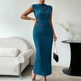 thumbnail image 2 of Lmnyox Bodycon Maxi Dress for Women Sleeveless Mock Neck Long Dress Summer Cocktail Party Club Dress, 2 of 7