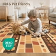 thumbnail image 4 of ODIKA 2'x3' Brown Tan Geometric Mosaic Design Washable Doormat Intricate Pattern with Stripes for Entryway, Kitchen, Laundry Room, Non-Slip, Low Pile, 4 of 7