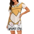 thumbnail image 1 of Fotbe Prince Corgi Dog Bata de Dormir para Mujer con Estampado, Camisón de Algodón de Manga Corta, Ropa de Dormir Casual, 1 of 6