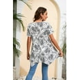 thumbnail image 6 of ENMAIN Women Floral Tops Short Sleeve Plus Size Blouses Tunic Tops to Wear with Leggings White L, 6 of 8