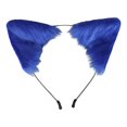 thumbnail image 2 of Diadema con orejas para fiesta, hecha a mano, con pelo sintético, ideal para disfraz de carnaval. Azul, 2 of 9